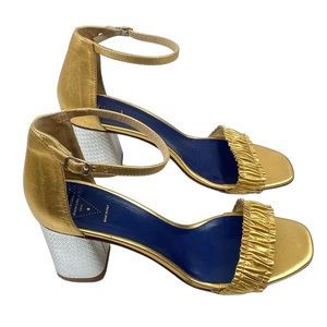 Valentina Rangoni Gold Silver Leather Sandals - Narrow Size 11
